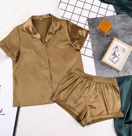 Tropisk Satin Pyjamassæt til Kvinder – Blødt, Elegant og Moderne - My Store