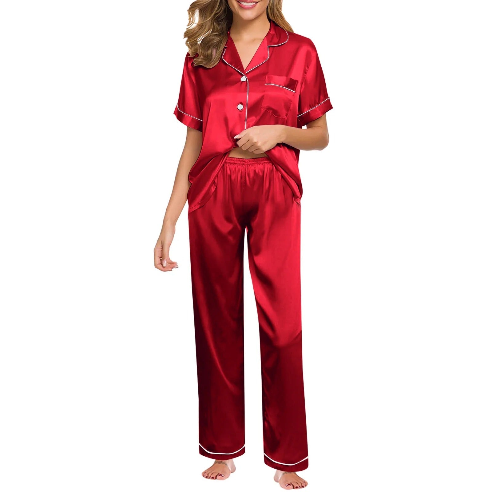 Seraphina Satin Silke Pyjamas til Kvinder – Luksus, Komfort og Elegance - My Store