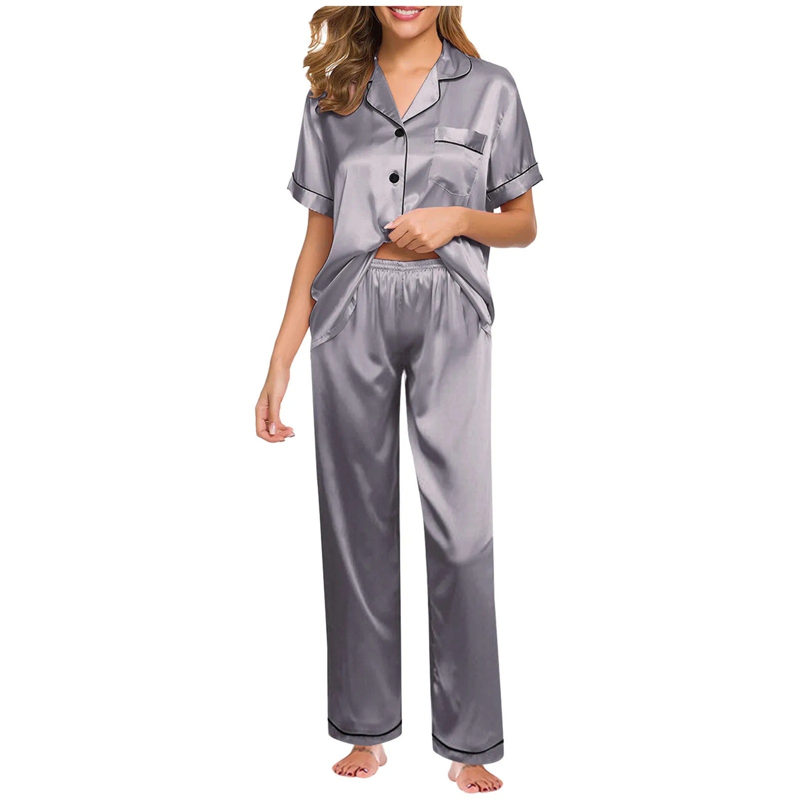 Seraphina Satin Silke Pyjamas til Kvinder – Luksus, Komfort og Elegance - My Store