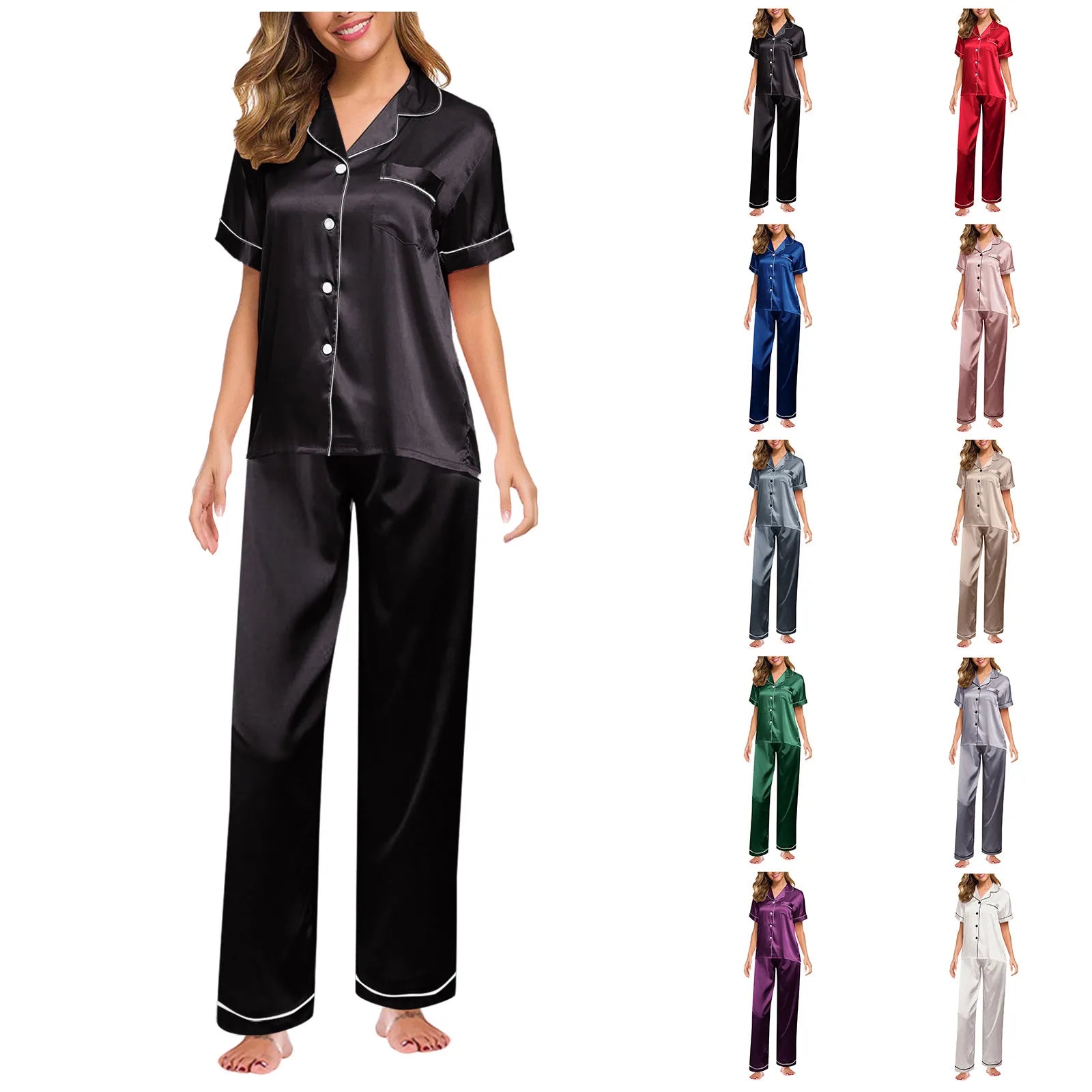 Seraphina Satin Silke Pyjamas til Kvinder – Luksus, Komfort og Elegance - My Store