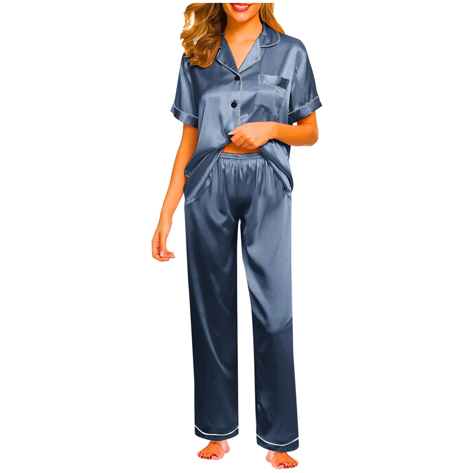 Seraphina Satin Silke Pyjamas til Kvinder – Luksus, Komfort og Elegance - My Store