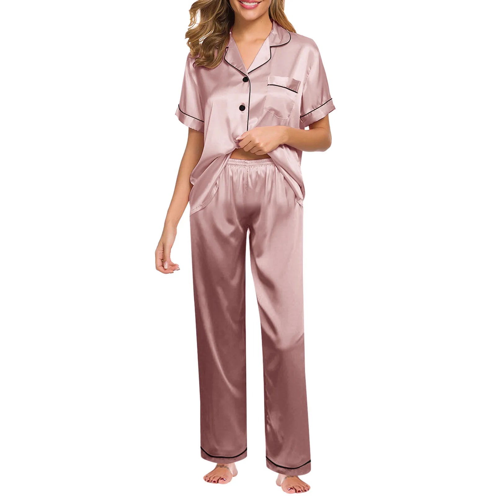 Seraphina Satin Silke Pyjamas til Kvinder – Luksus, Komfort og Elegance - My Store