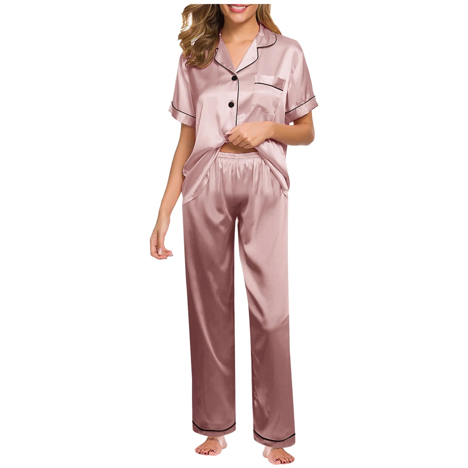 Seraphina Satin Silke Pyjamas til Kvinder – Luksus, Komfort og Elegance - My Store