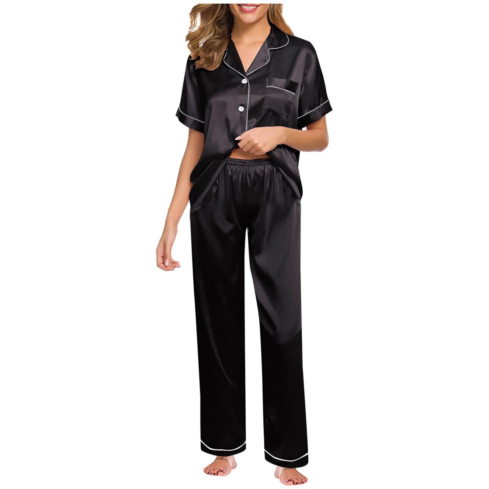 Seraphina Satin Silke Pyjamas til Kvinder – Luksus, Komfort og Elegance - My Store