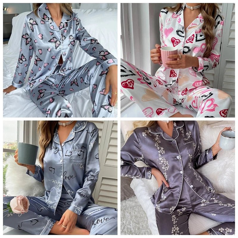 Amélie Silke Satin Pyjamas til Kvinder – Elegant og Komfortabel - My Store