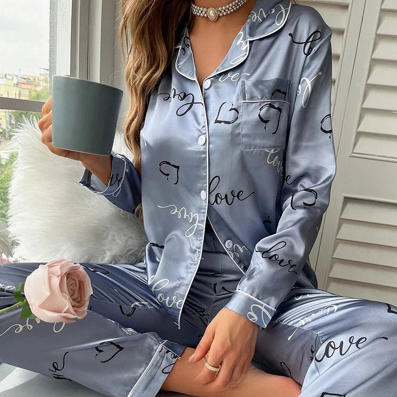 Amélie Silke Satin Pyjamas til Kvinder – Elegant og Komfortabel - My Store